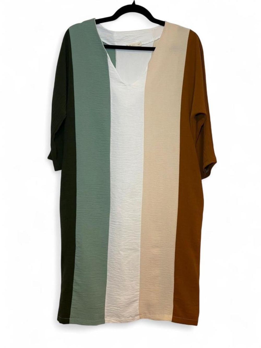Reb. J in 220 Color-Block “Fall Vibes Dress" Shift/Tunic Dress + V-Neckline